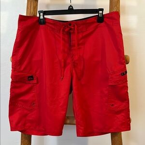 Quiksilver Red Cargo Shorts Swim Shorts